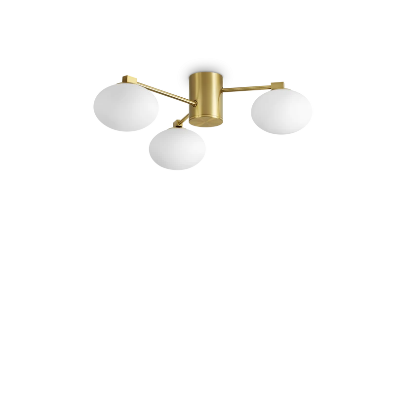 Plafón de techo Ideal Lux Hermes latón cristal 3 luces 84W Ø60cm