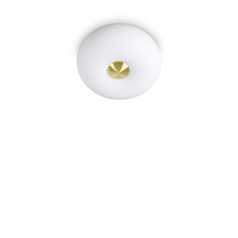 Plafón de techo Ideal Lux Arizona blanco cristal 2 luces 18W Ø30cm