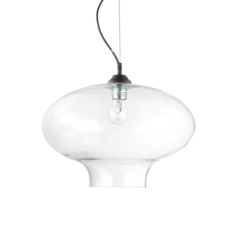 Lámpara colgante Ideal Lux Bistro' transparente cristal 60W Ø40cm