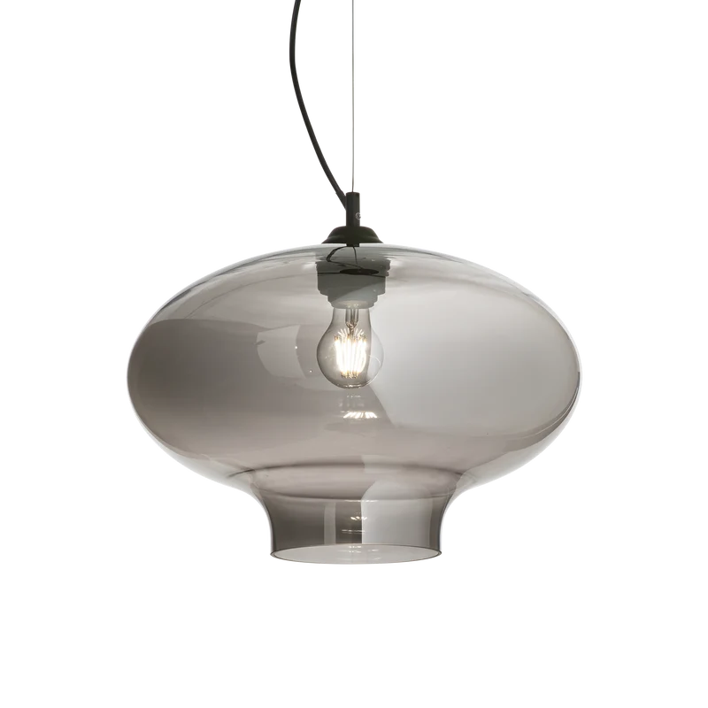 Lámpara colgante Ideal Lux Bistro' fumé cristal 60W Ø40cm