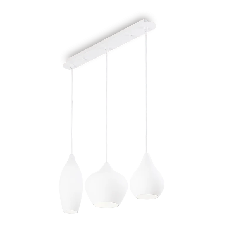 Lámpara colgante Ideal Lux Soft blanco cristal 3 luces 120W 60cm