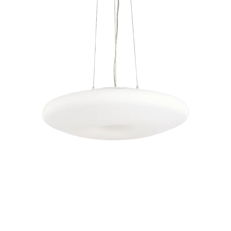 Lámpara colgante Ideal Lux Glory blanco cristal 3 luces 180W Ø50cm