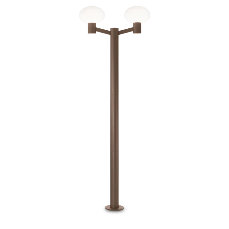 Farola de exterior Ideal Lux Clio marrón café 2 luces 84W IP44 197cm