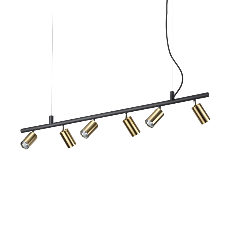 Lámpara colgante Ideal Lux Dynamite latón 6 luces 168W 115,5cm para salón y comedor
