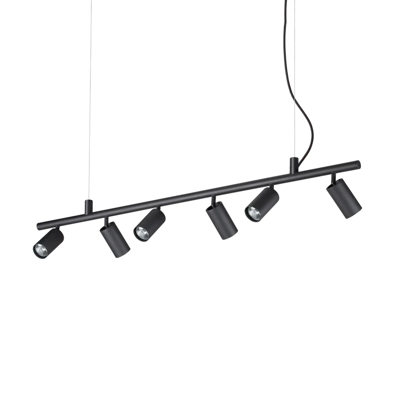 Lámpara colgante Ideal Lux Dynamite negro 6 luces 168W 115,5cm