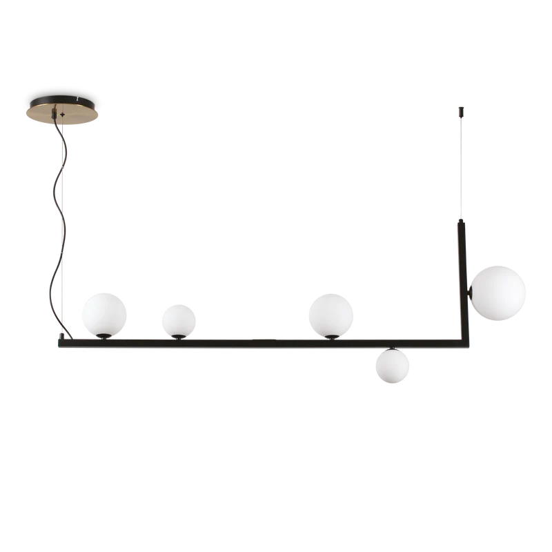 Lámpara colgante Ideal Lux Birds negro cristal 5 luces 75W 135,5cm