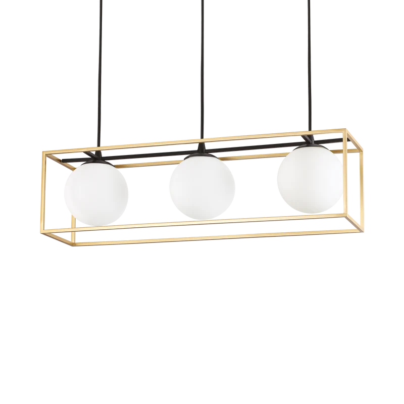 Lámpara colgante Ideal Lux Lingotto latón cristal 3 luces 84W 70cm