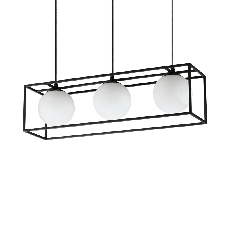 Lámpara colgante Ideal Lux Lingotto negro cristal 3 luces 84W 70cm