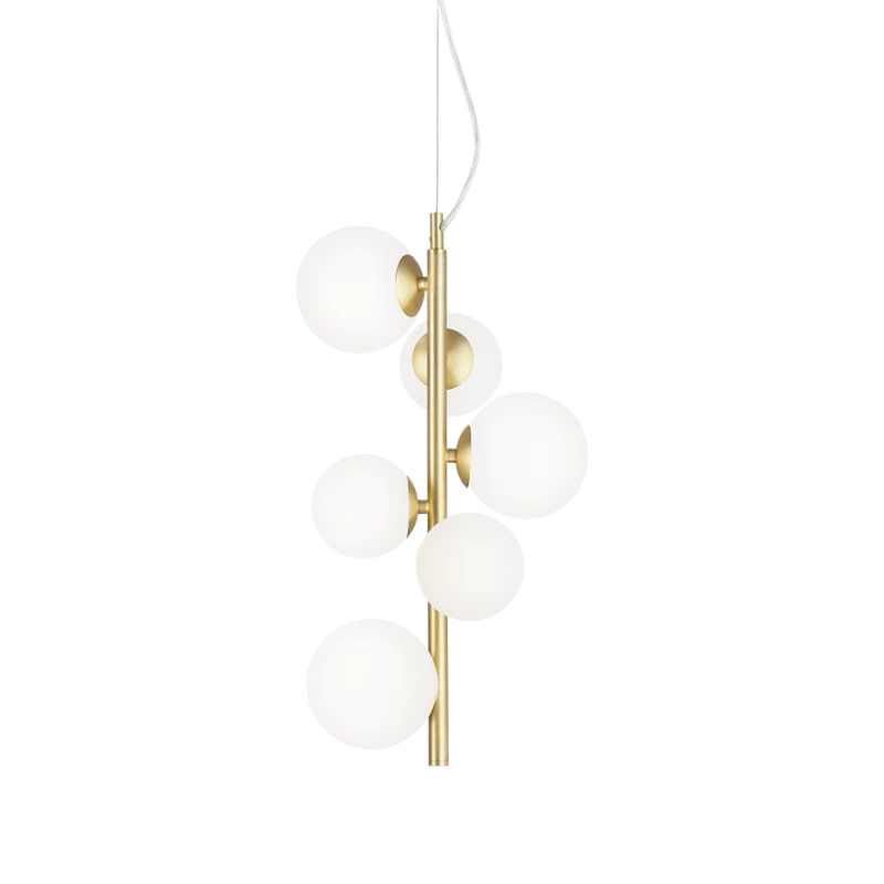 Lámpara colgante Ideal Lux Perlage blanco cristal 6 luces 90W Ø26cm