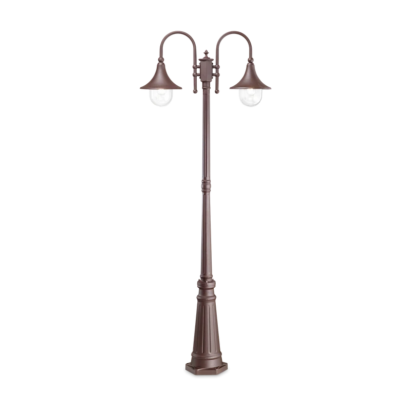 Farola de exterior Ideal Lux Cima marrón café 2 luces 104W 216cm