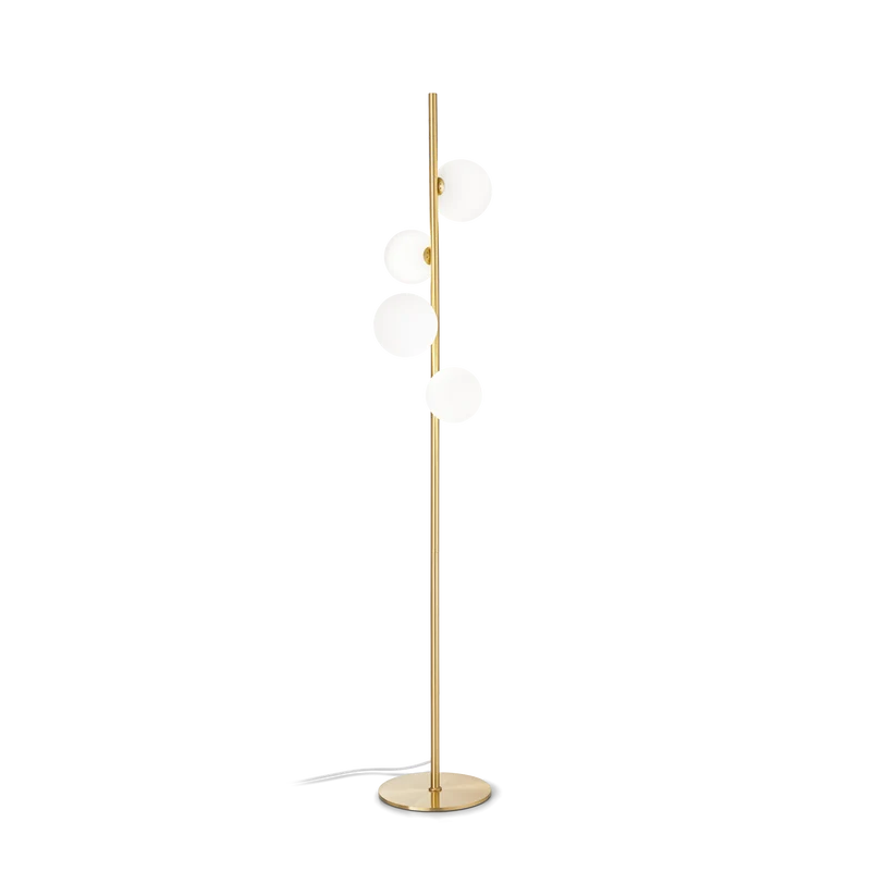 Lámpara de pie Ideal Lux Perlage blanco cristal 4 luces 60W 164cm