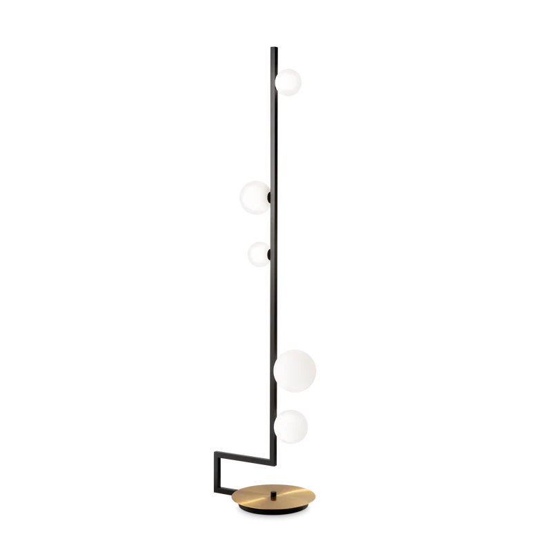 Lámpara de pie Ideal Lux Birds negro cristal 5 luces 75W 160cm