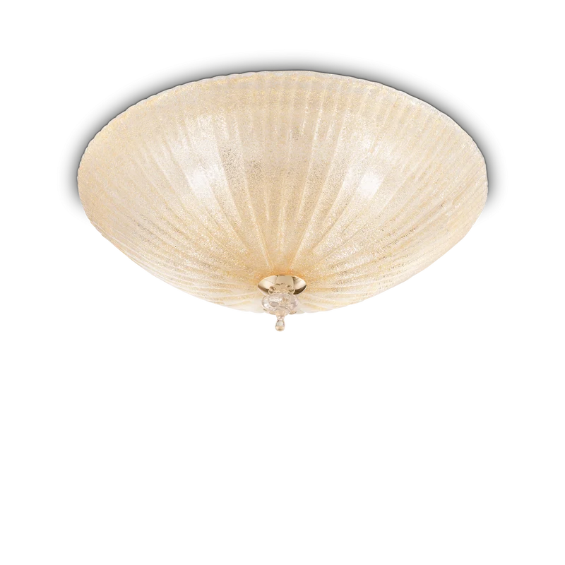 Plafón de techo Ideal Lux Shell ámbar cristal 6 luces 360W Ø60cm