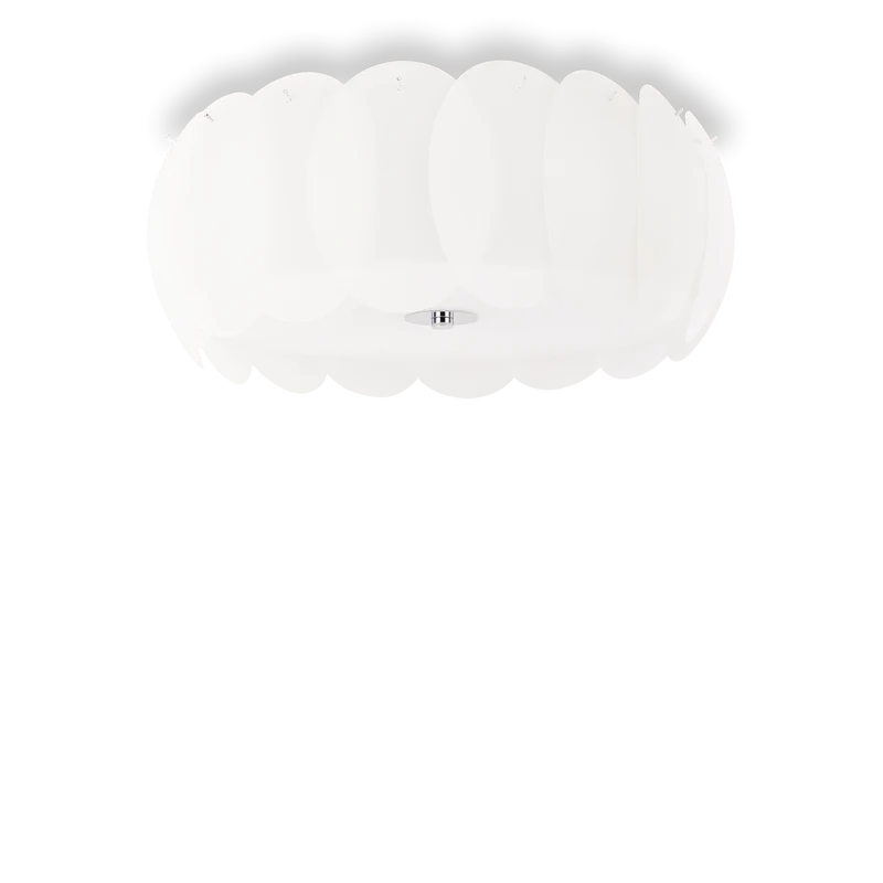 Plafón de techo Ideal Lux Ovalino blanco cristal 8 luces 480W Ø53,5cm