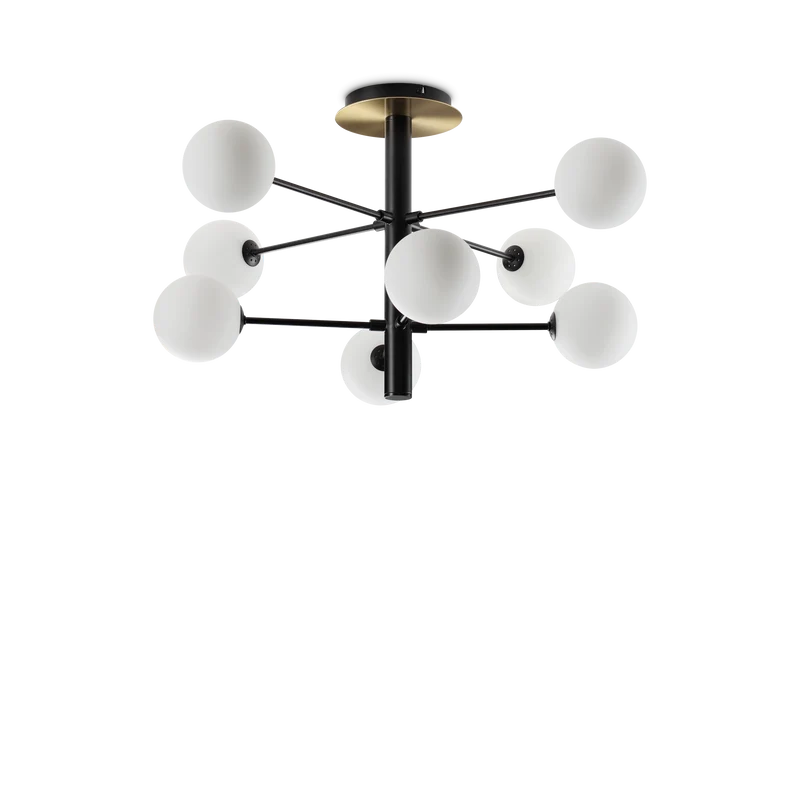 Plafón de techo Ideal Lux Cosmopolitan negro cristal 8 luces 120W Ø64cm