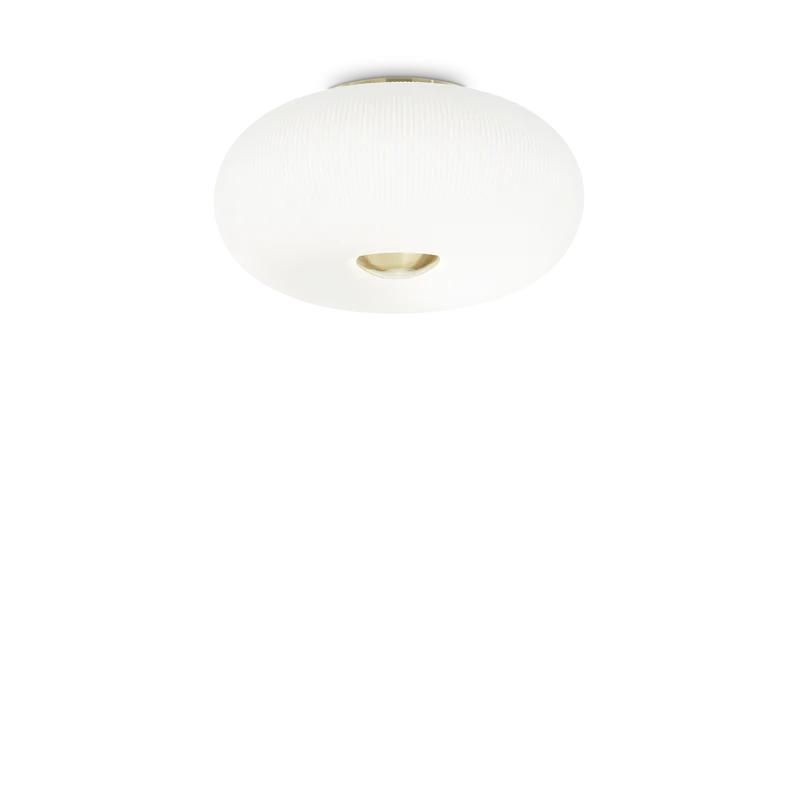 Plafón de techo Ideal Lux Arizona blanco cristal 3 luces 27W Ø40cm