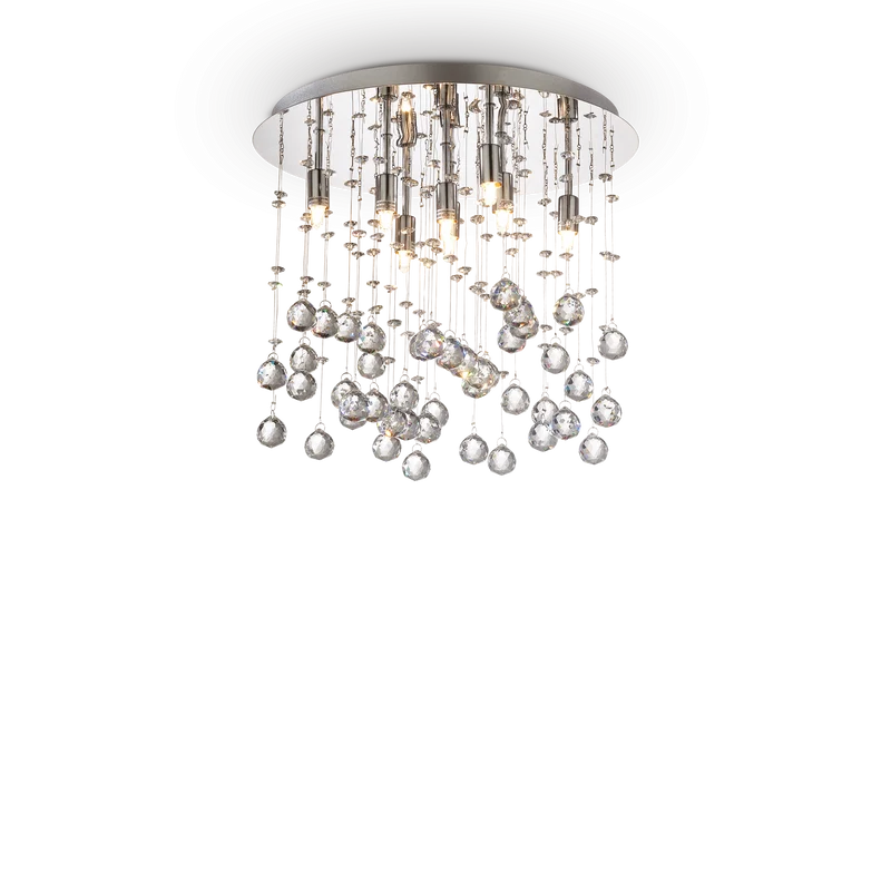 Plafón de techo Ideal Lux Moonlight dorado cristal y cerámica 8 luces 320W Ø40cm