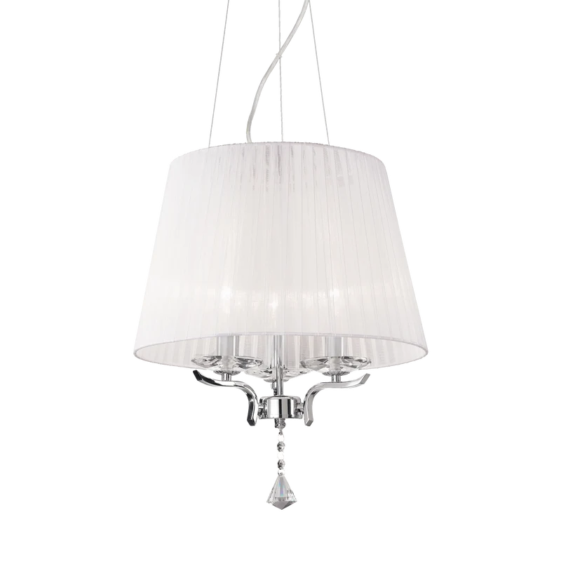 Lámpara colgante Ideal Lux Pegaso blanco cristal y tela 3 luces 84W Ø40cm