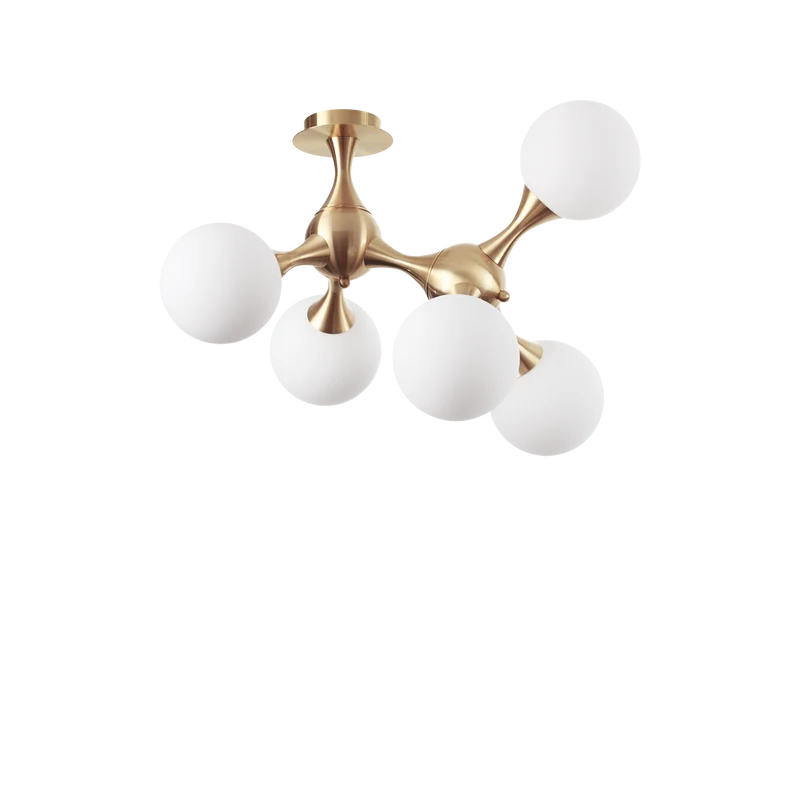Plafón de techo Ideal Lux Nodi latón cristal 5 luces 140W 55cm
