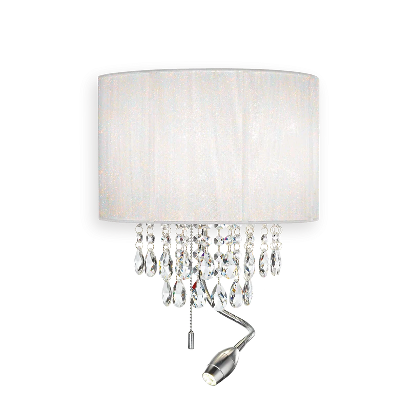 Aplique de pared Ideal Lux Opera blanco cristal y tela 3 luces 30cm