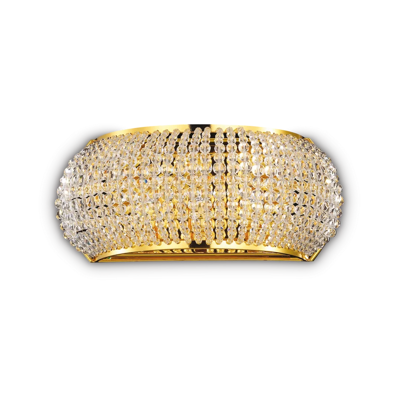 Aplique de pared Ideal Lux Pasha' dorado cristal y cerámica 3 luces 120W 25,5cm