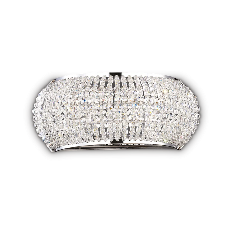 Aplique de pared Ideal Lux Pasha' cromo cristal y cerámica 3 luces 120W 25,5cm