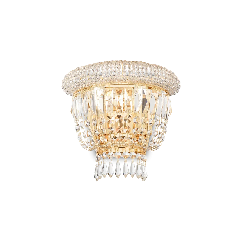 Aplique de pared Ideal Lux Dubai latón cristal y cerámica 2 luces 56W 25cm