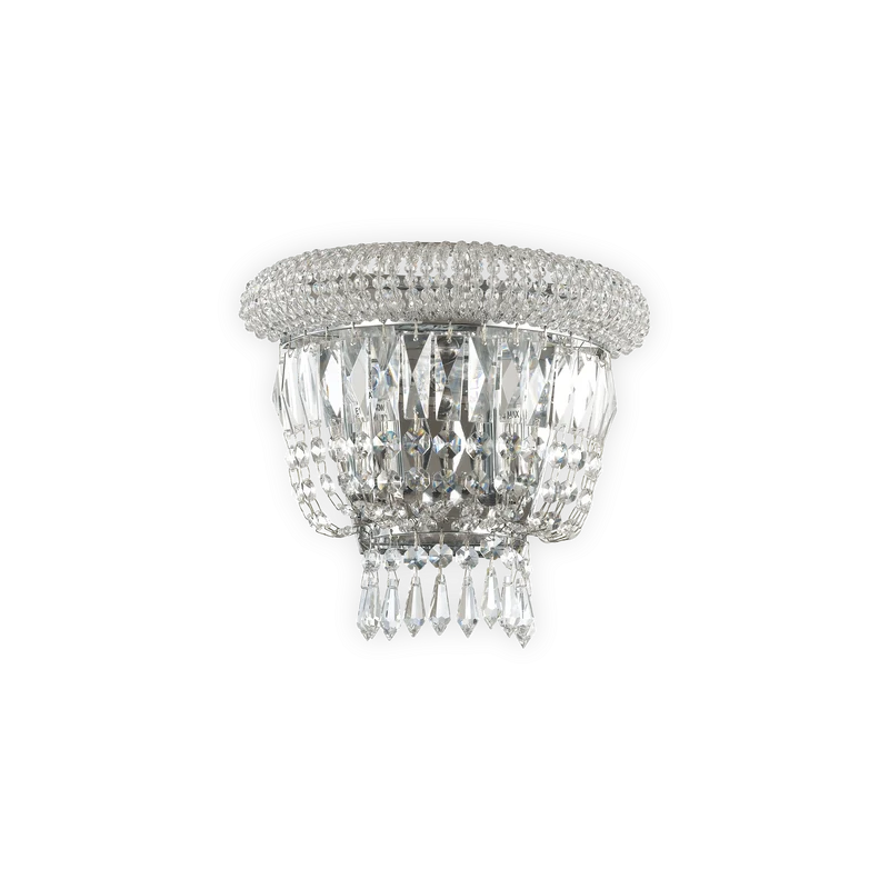 Aplique de pared Ideal Lux Dubai cromo cristal y cerámica 2 luces 56W 25cm