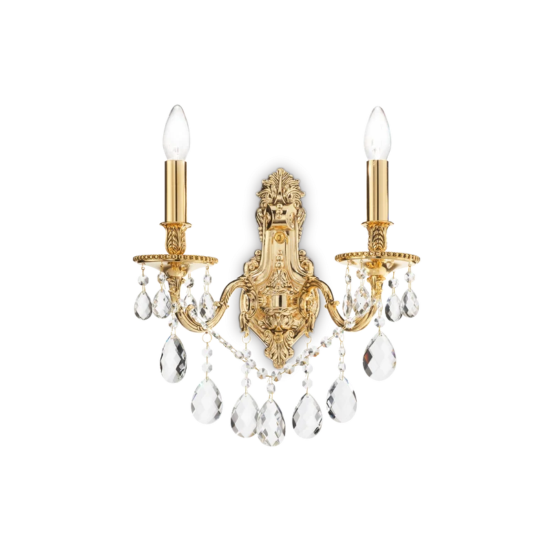 Aplique de pared Ideal Lux Gioconda dorado cristal y cerámica 2 luces 80W 31cm