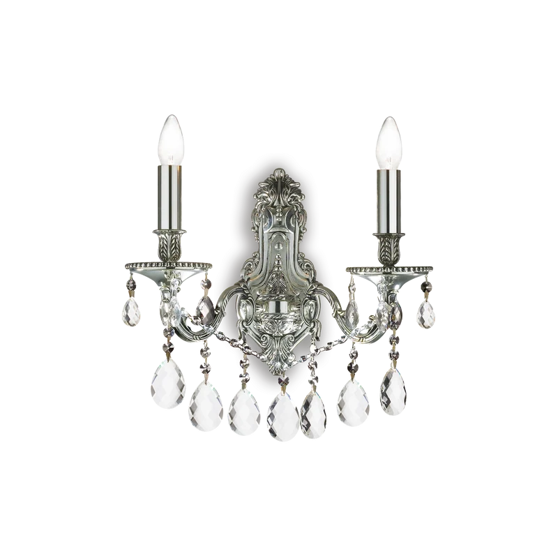 Aplique de pared Ideal Lux Gioconda plata cristal y cerámica 2 luces 80W 31cm