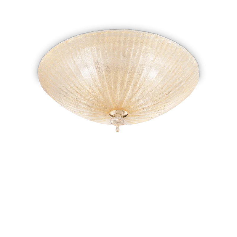 Plafón de techo Ideal Lux Shell ámbar cristal 4 luces 240W Ø50cm