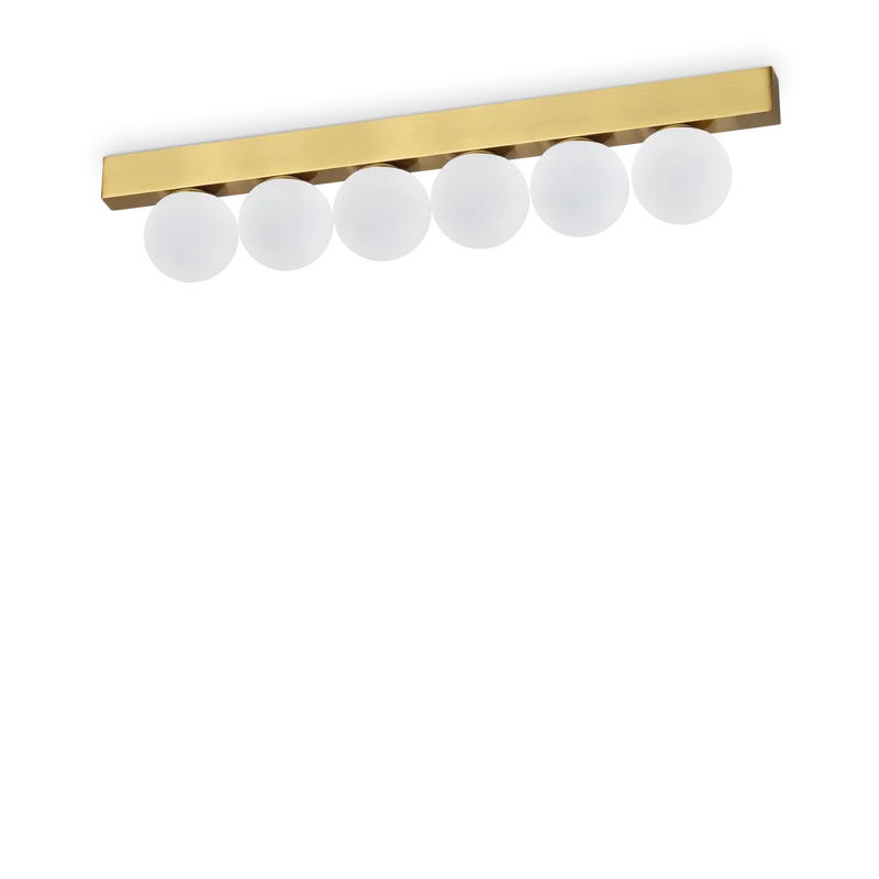 Plafón de techo Ideal Lux Binomio latón cristal LED 6 luces 18W 43,5cm