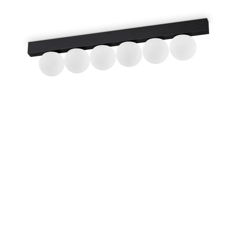 Plafón de techo Ideal Lux Binomio negro cristal LED 6 luces 18W 43,5cm