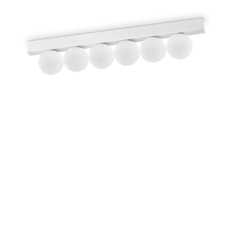 Plafón de techo Ideal Lux Binomio blanco cristal LED 6 luces 18W 43,5cm