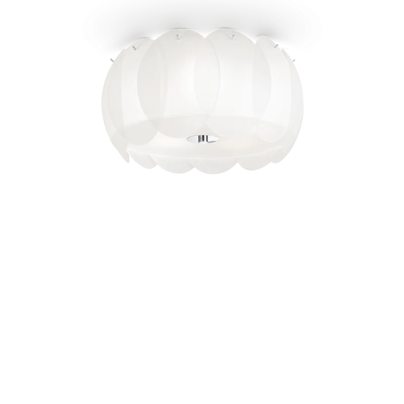 Plafón de techo Ideal Lux Ovalino blanco cristal 5 luces 300W Ø42,5cm