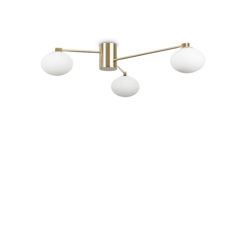 Plafón de techo Ideal Lux Hermes latón cristal 3 luces 84W Ø90cm