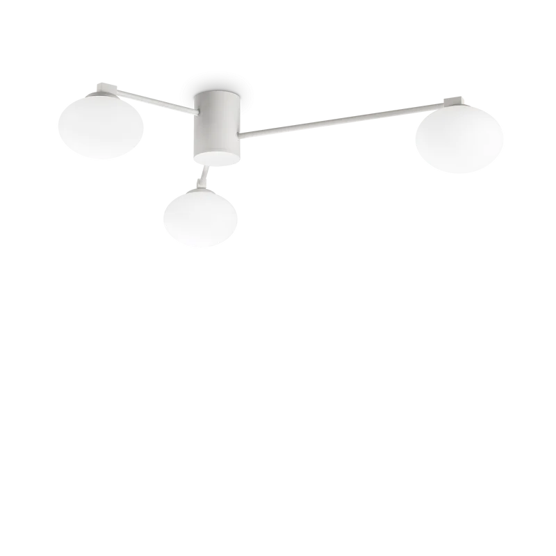 Plafón de techo Ideal Lux Hermes blanco cristal 3 luces 84W Ø90cm