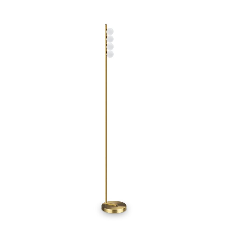 Lámpara de pie Ideal Lux Binomio latón cristal LED 4 luces 12W 155cm