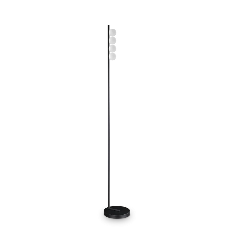 Lámpara de pie Ideal Lux Binomio negro cristal LED 4 luces 12W 155cm