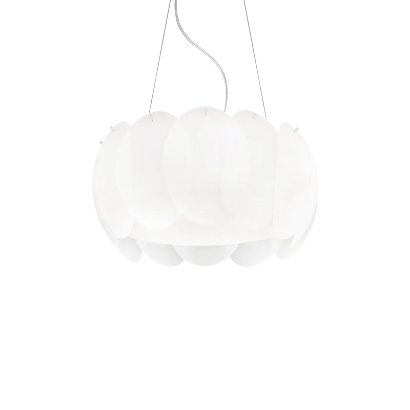 Lámpara colgante Ideal Lux Ovalino blanco cristal 5 luces 300W Ø44cm
