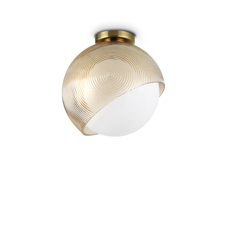 Plafón de techo Ideal Lux Bloom latón cristal 42W Ø30cm