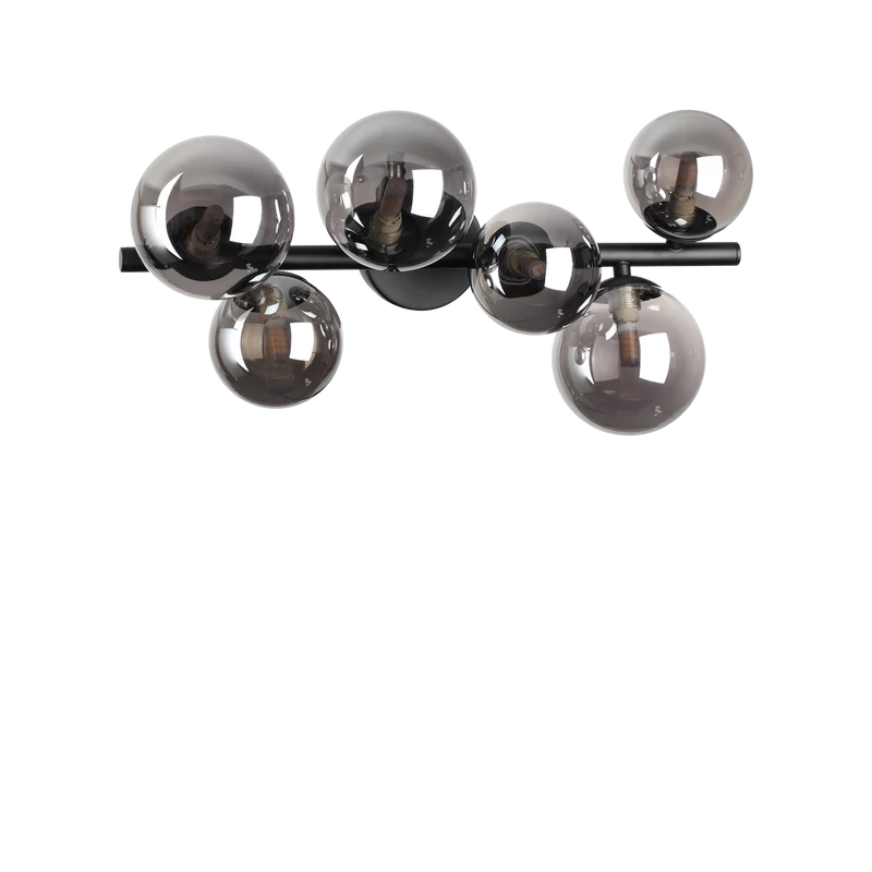 Plafón de techo Ideal Lux Perlage fumé cristal 6 luces 90W 49cm