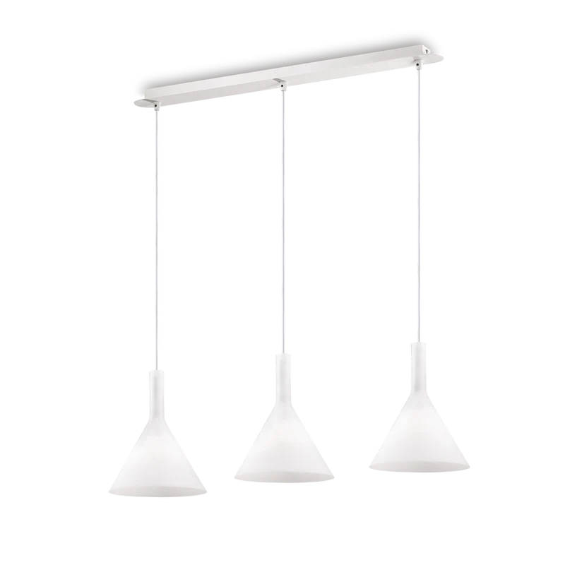 Lámpara colgante Ideal Lux Cocktail blanco cristal 3 luces 120W 82cm