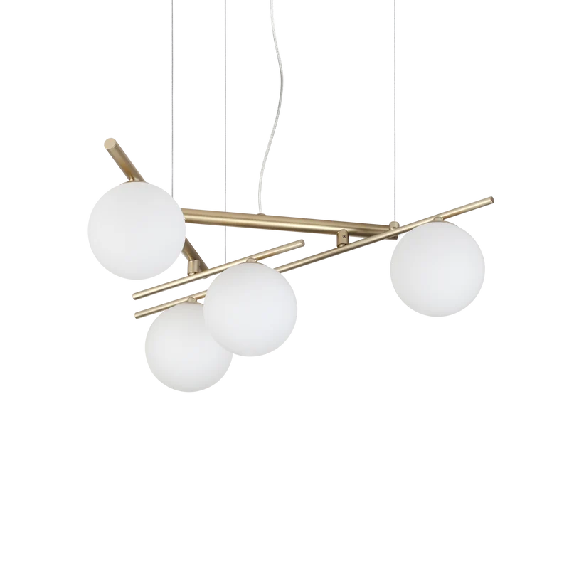 Lámpara colgante Ideal Lux Atlas dorado cristal 4 luces 16W Ø62cm