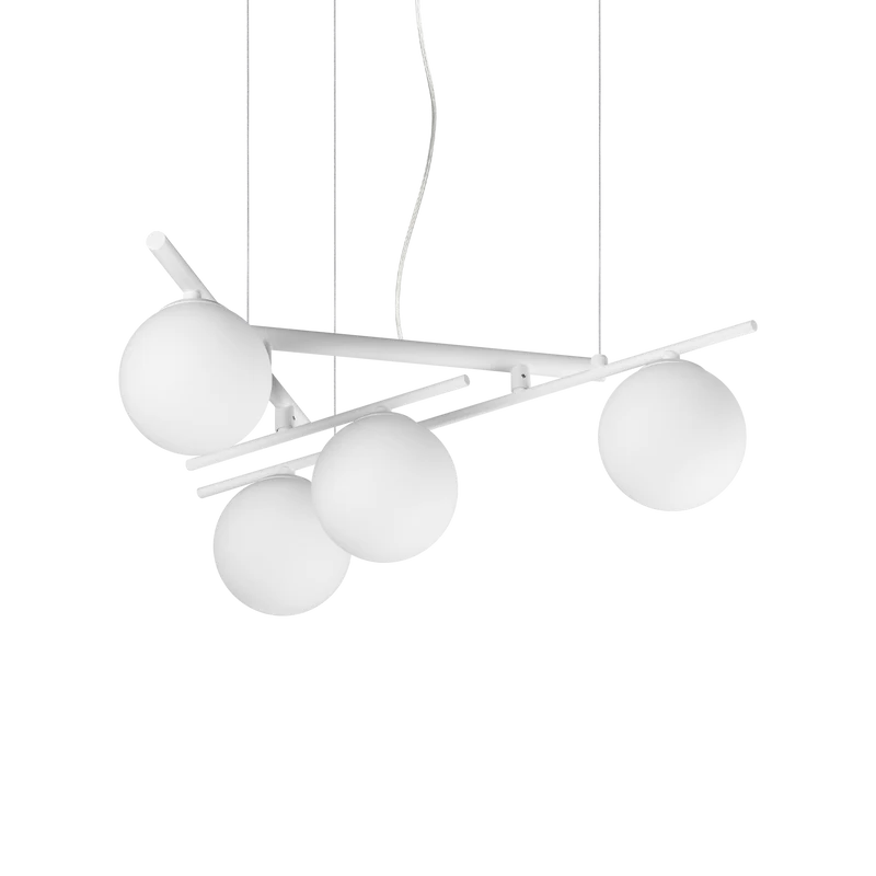 Lámpara colgante Ideal Lux Atlas blanco cristal 4 luces 16W Ø62cm