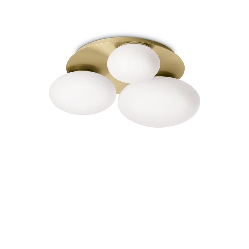 Plafón de techo Ideal Lux Ninfea latón cristal 3 luces 45W 46cm