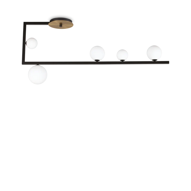 Plafón de techo Ideal Lux Birds negro cristal 5 luces 75W 115cm