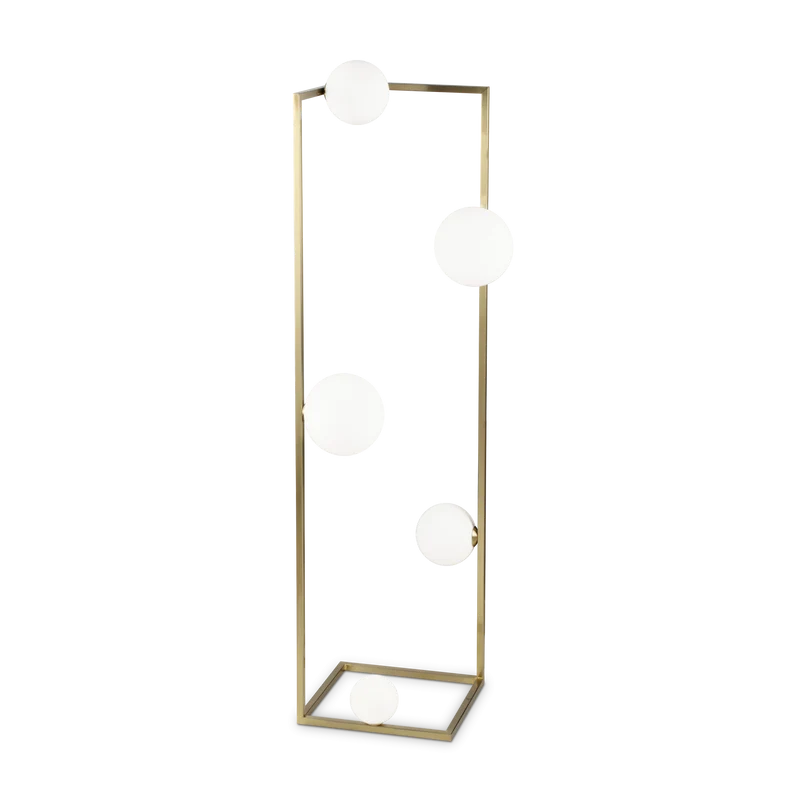 Lámpara de pie Ideal Lux Angolo latón cristal 5 luces 140W 118cm
