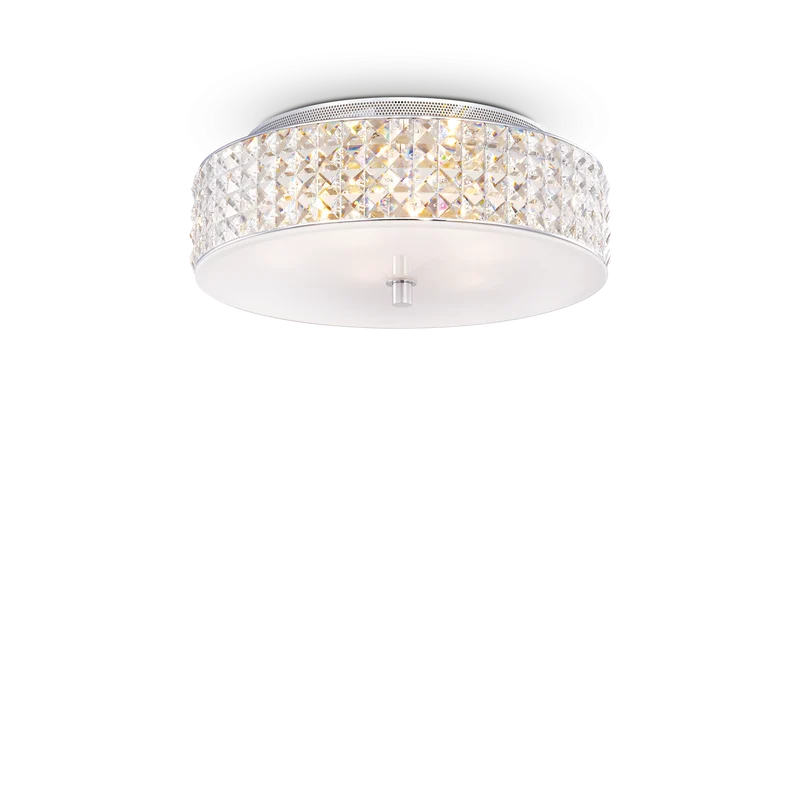 Plafón de techo Ideal Lux Roma cromo cristal y cerámica 6 luces 240W Ø40cm