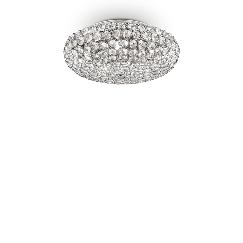 Plafón de techo Ideal Lux King cromo cristal y cerámica 5 luces 200W Ø38cm
